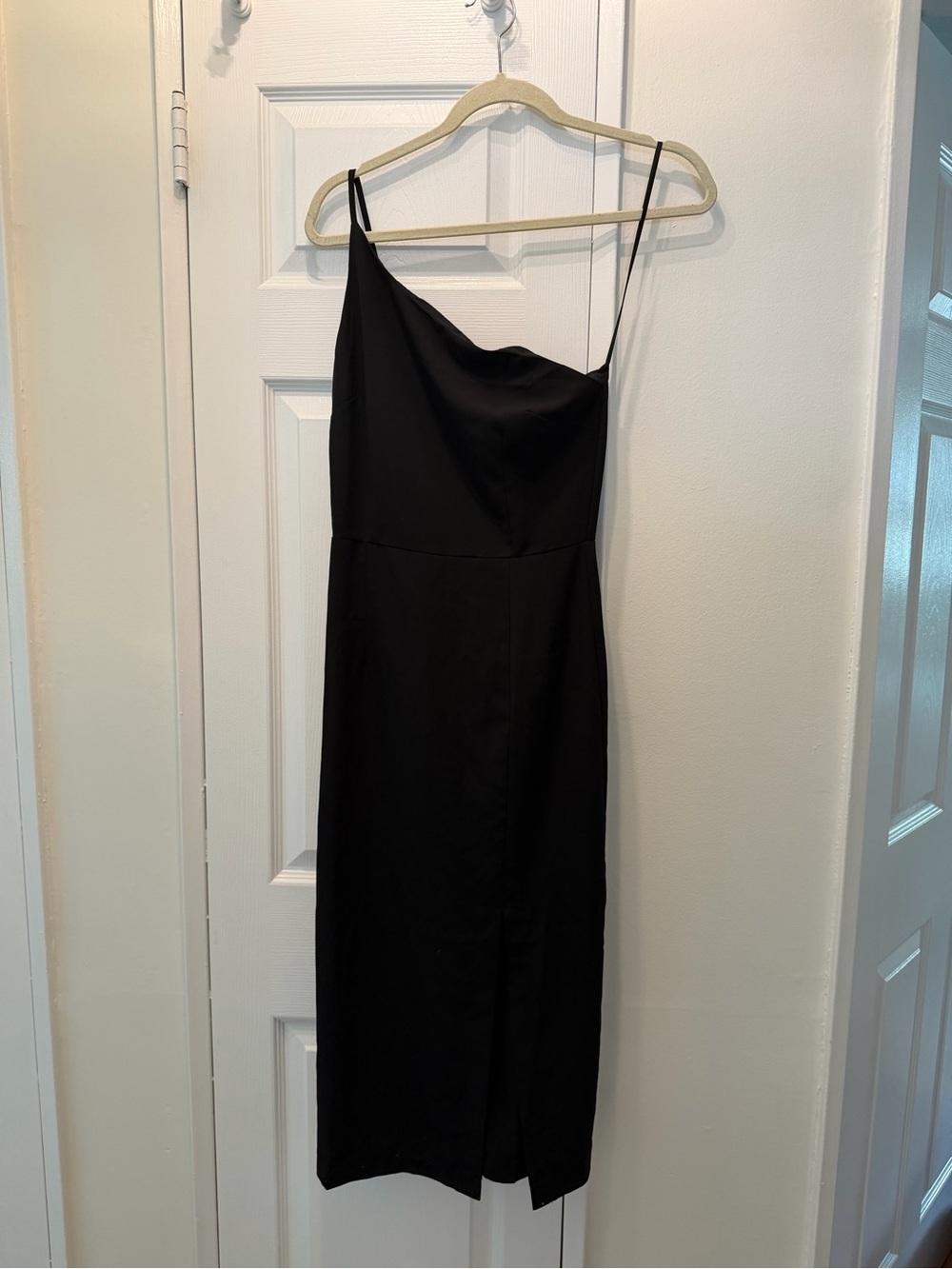 Petal & Pup Black One-Shoulder Midi Slip Dress